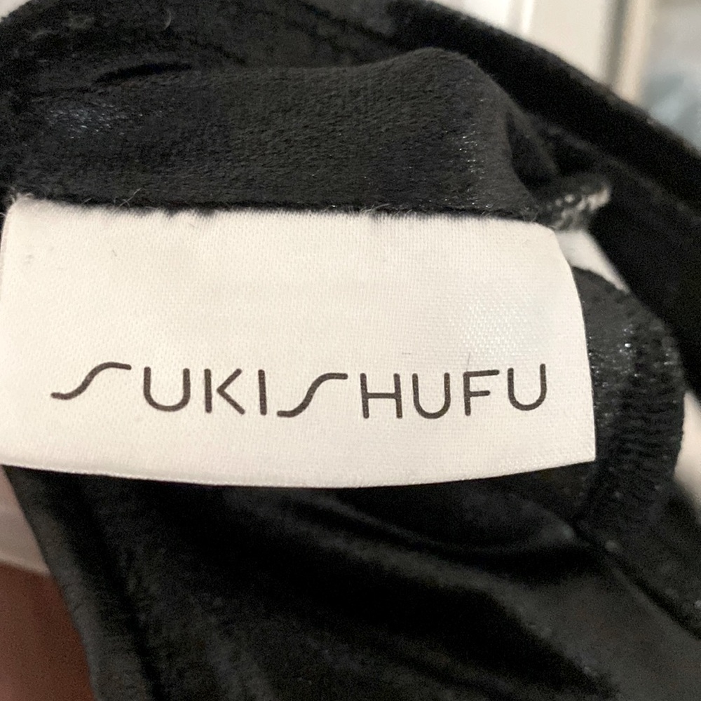 SUKISHUFU black velvet LEATHERBACK jogger XS